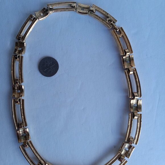 Beautiful ASK Brand Gold Tone and Rhinestone Necklace and Bracelet Set - Picture 4 of 7